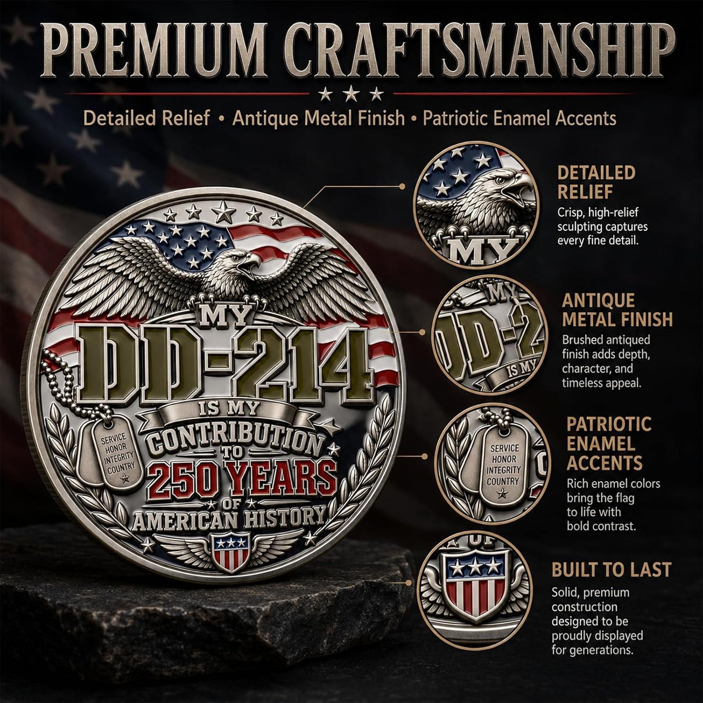 Navaraco™ DD-214 Veteran Pride Medal