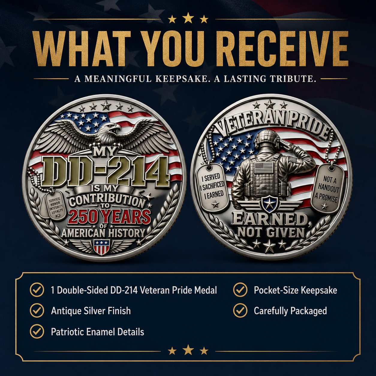 Navaraco™ DD-214 Veteran Pride Medal
