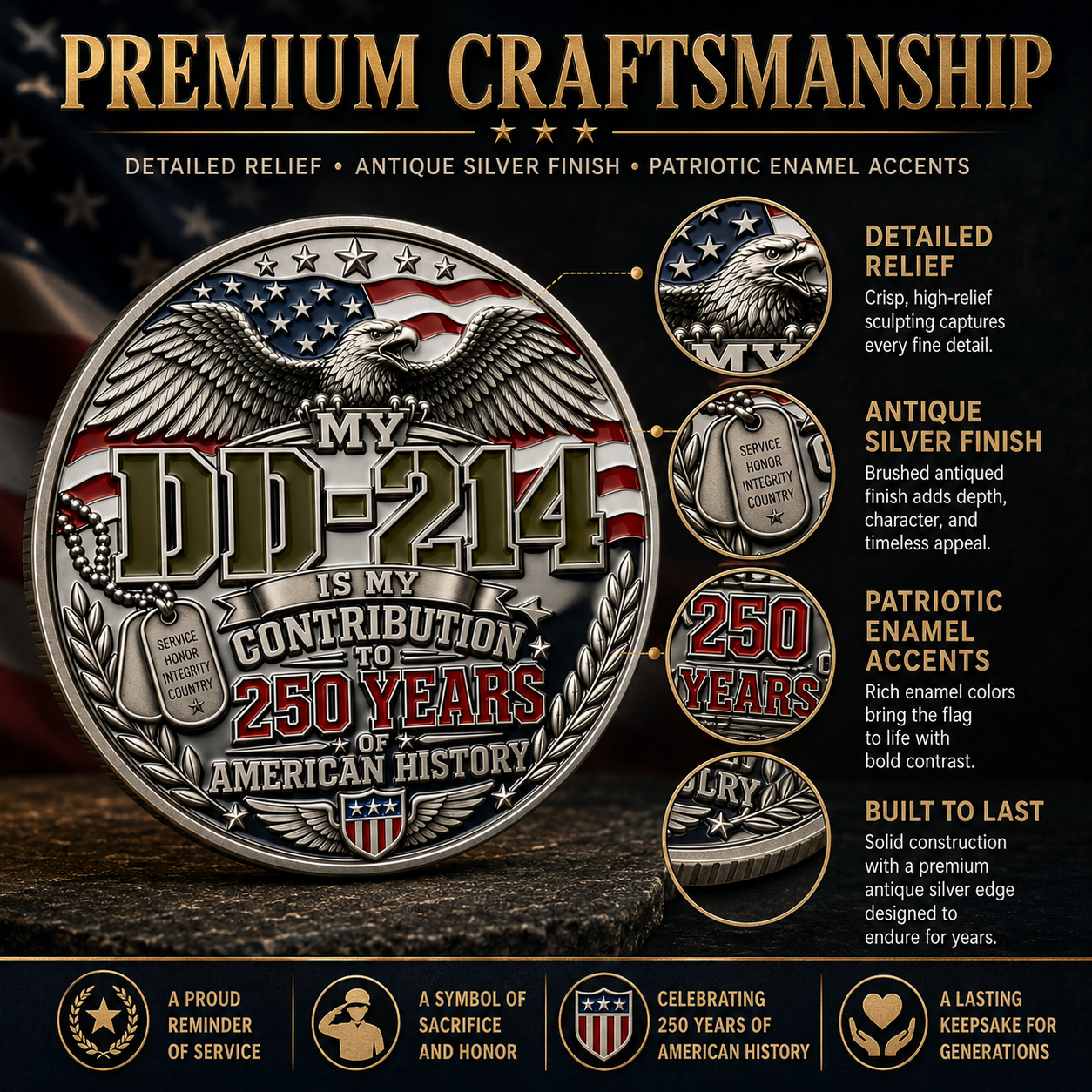 Navaraco™ DD-214 Veteran Pride Medal